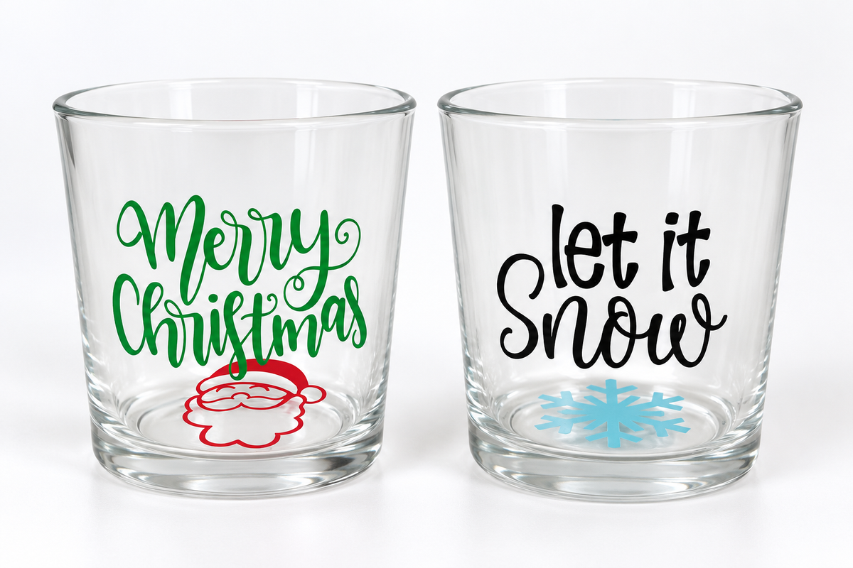 Merry Christmas & Let It Snow Glass Set