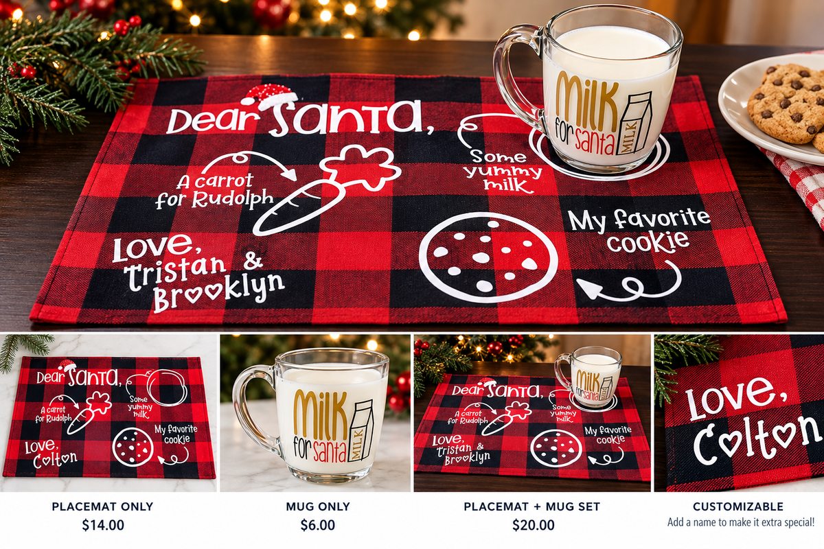 Santa Cookie Placemat & Milk for Santa Mug
