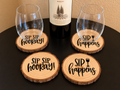 Sip Sip Hooray Wood Slice Coaster Set – Set of 4
