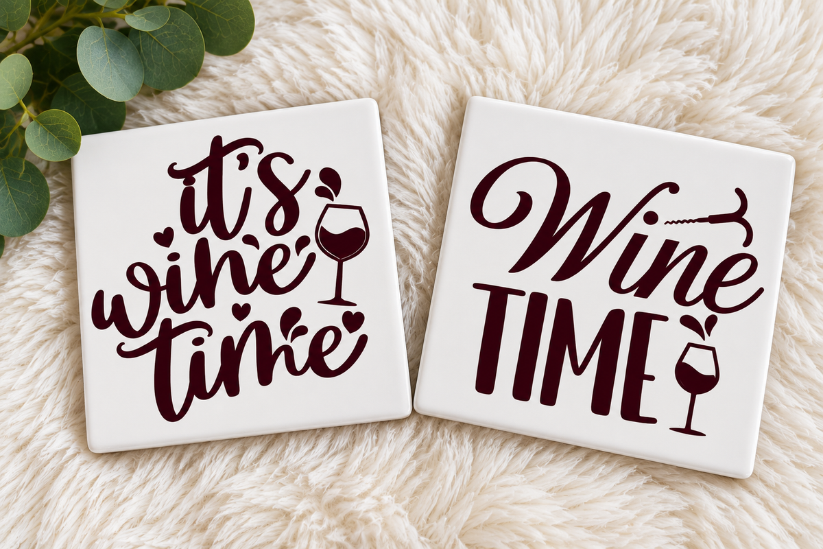 Ceramic Coaster Set – Wine Time Designs